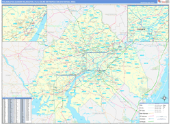 Philadelphia-Camden-Wilmington Metro Area Wall Map Basic Style 2024